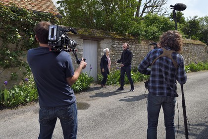 France, Yvelines, Montchauvet, shooting for the television of the Preferred Village of the French (Village Préféré des Français) with Stéphane Bern