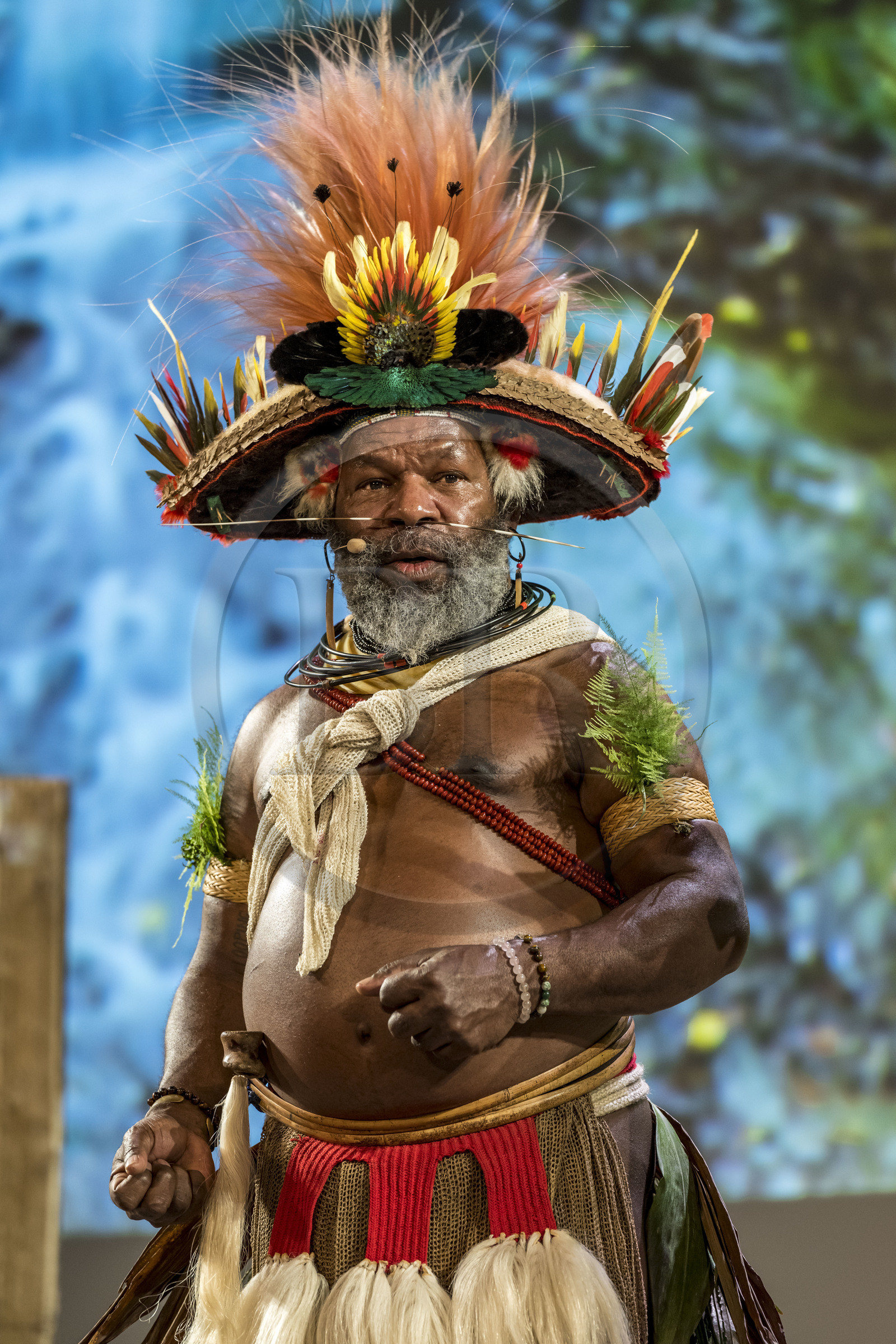 France, Paris, UNESCO Headquarters, conference at Earth University on November 25, 2022, Papuan Chief Mundiya Kepanga