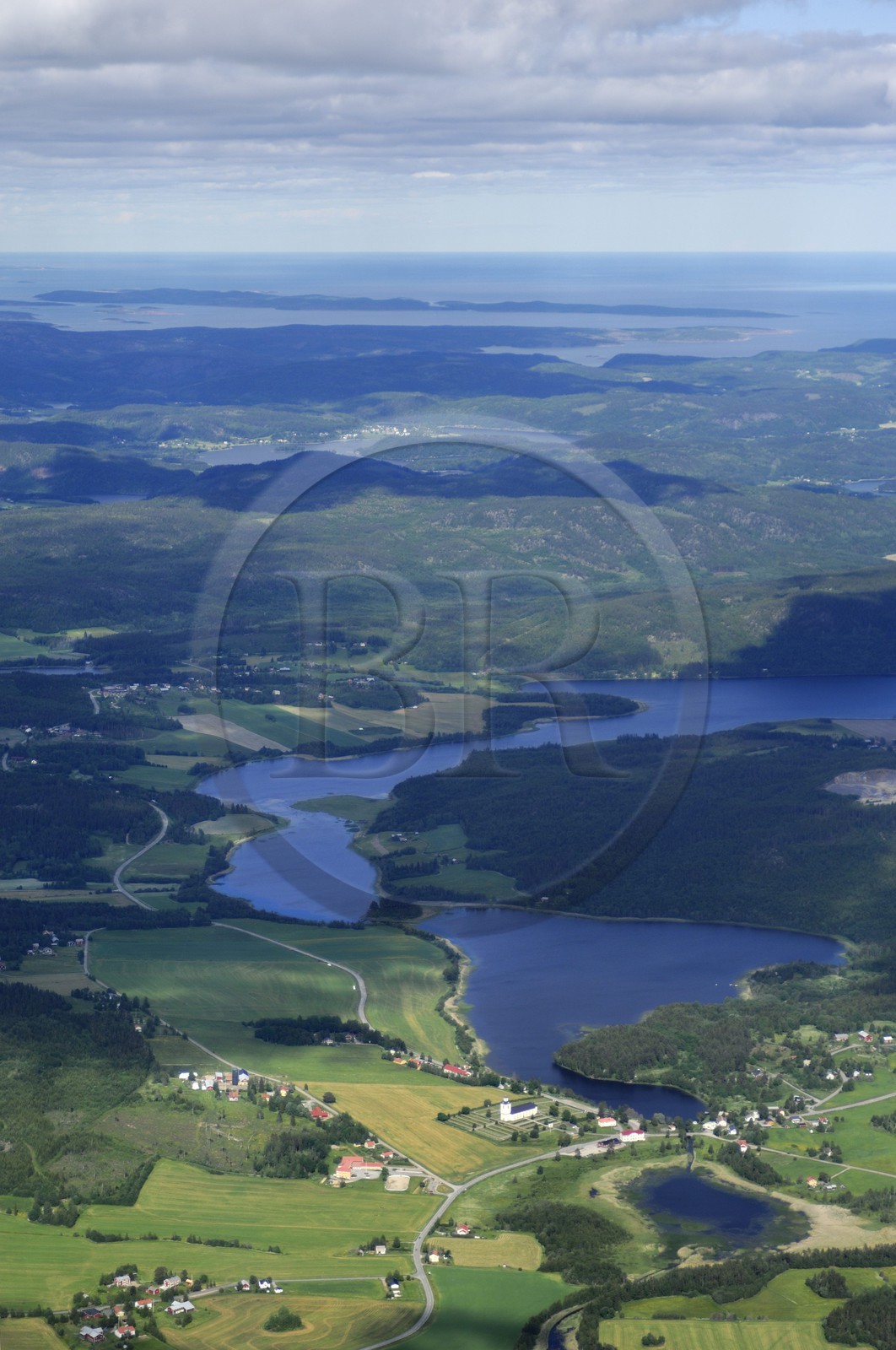 Sweden, Västernorrlands, Noraströms landskommun North of Härnösand, the village of Torrom and the Baltic Sea (aerial view)