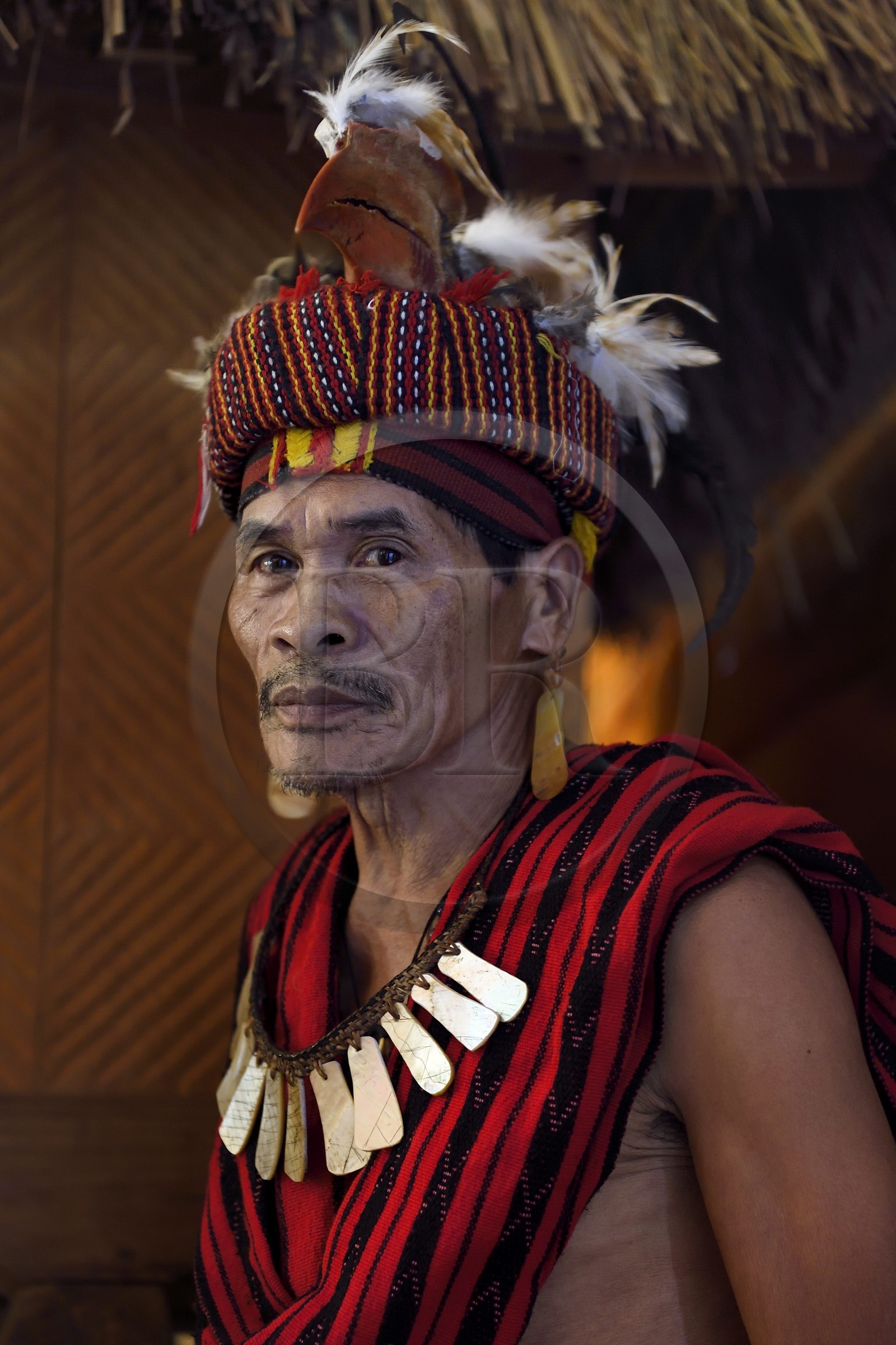 Philippines, Ifugao province, Banaue town, member of the Ifugao tribe in traditional costume