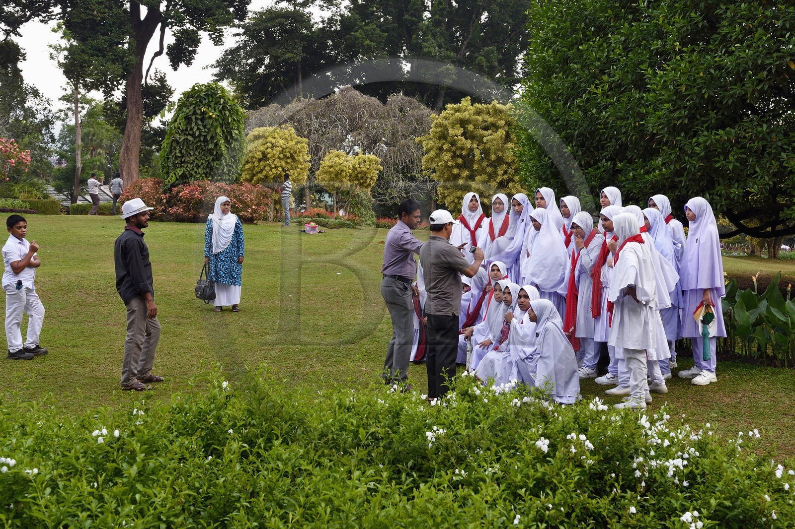 Sri Lanka, center province, Kandy, Peradeniya Botanical Garden, muslim girls school trip