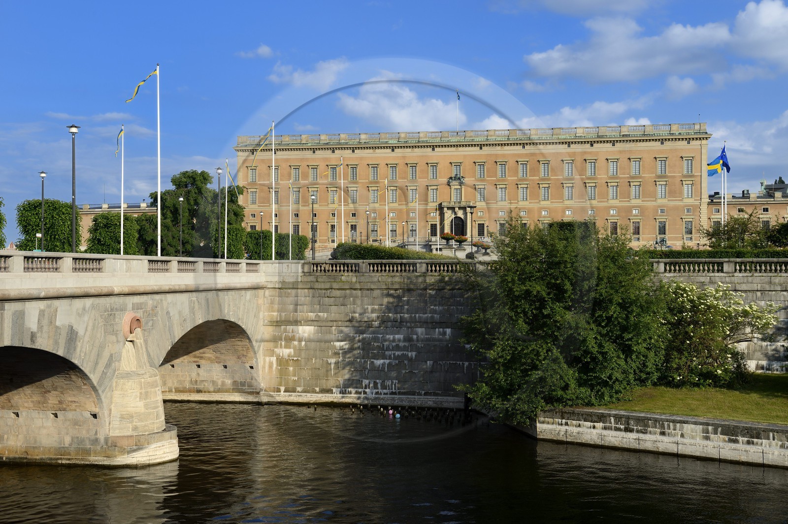 Sweden, Stockholm, Gamla Stan island (old town), the royal Palace along the Norrström river