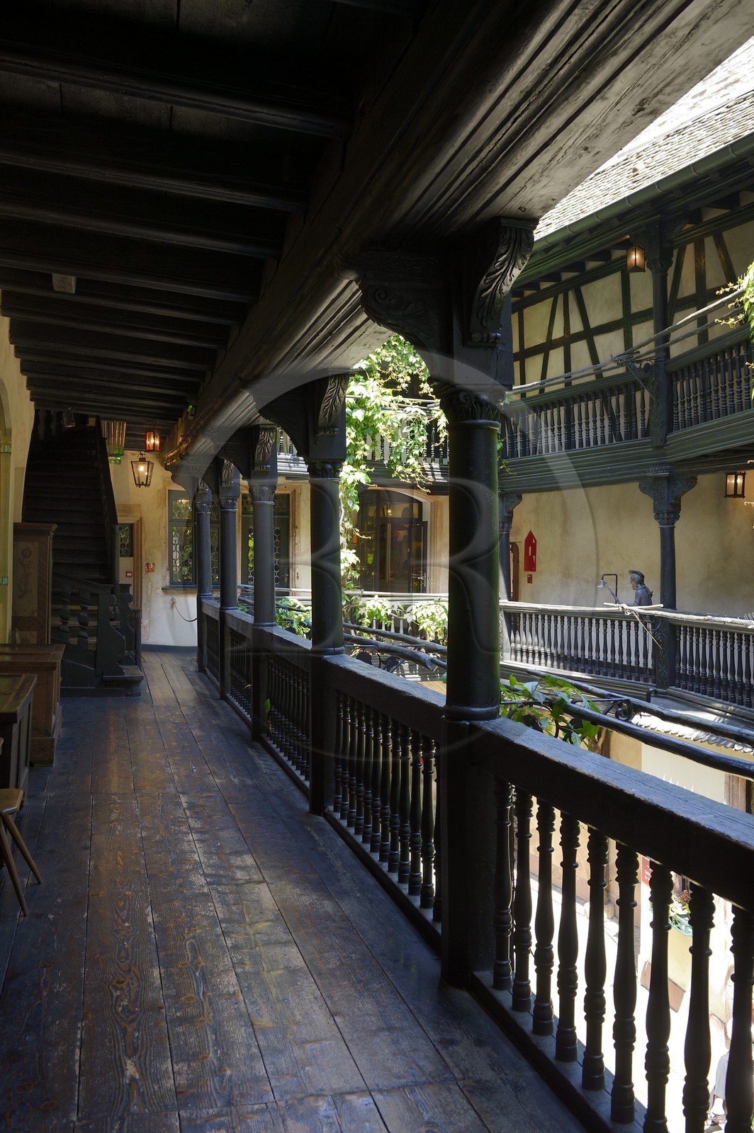 France, Bas Rhin, Strasbourg, old town listed as World Heritage by UNESCO, Musée alsacien (Alsatian museum), courtyard and gallery of 1622