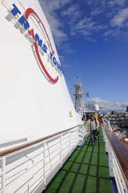 Iceland, Reykjavik, cruise ship Princess Danae moored in harbour