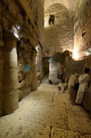 Israel, Jerusalem, holy city, the old town listed as World Heritage by UNESCO, Kotel underground along the Western Wall part of the retaining walls of the Temple Mount built by Herod the Great, original street of the herodian period
