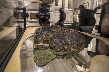 France, Paris (75), quartier du Marais, Musée Carnavalet, sous-sols, maquette de l'Ile de la Cité telle qu'on l'imaginait au XIXe siècle