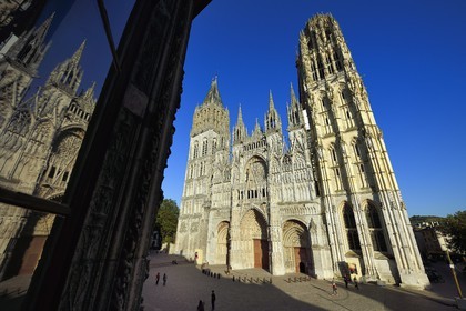 France, Seine Maritime, Rouen, Notre Dame of Rouen Cathedral seen from the window of Claude Monet's former studio now in the Tourist Office