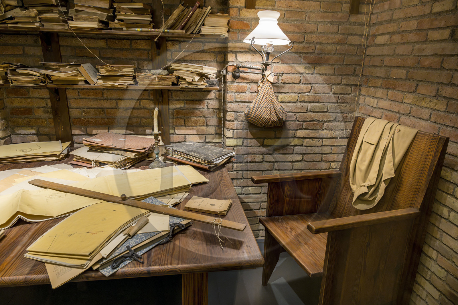 Spain, Catalonia, Barcelona, Eixample district, Sagrada Familia basilica by Catalan modernist architect Antoni Gaudi, listed as a UNESCO World Heritage Site, reproduction of the studio workshop of Antoni Gaudi in the museum section