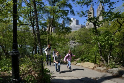 Etats-Unis, New York, Manhattan, Central Park, les immeubles de l'Upper West Side en arrière plan