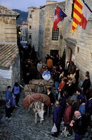 France, Bouches du Rhone, Les Baux de Provence village, labelled Les Plus Beaux Villages de France (The Most Beautiful Villages of France), Christmas celebrations, aubade (dawn serenade) in local Provence costumes