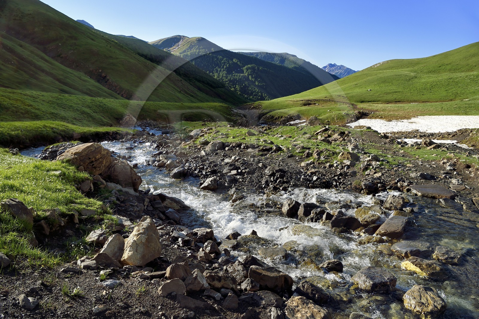 France, Alpes de Haute Provence, Parc National du Mercantour (National Park of Mercantour), Val d'Allos, cirque of Sestriere, the Verdon around its source
