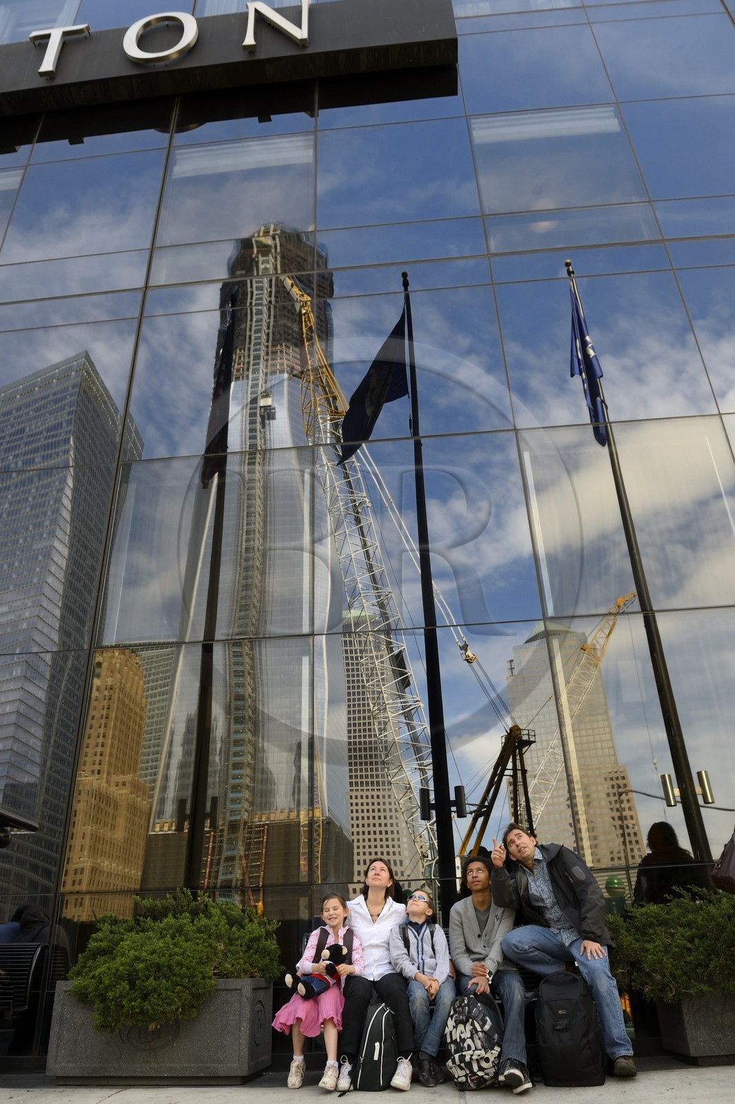 United States, New York,  Manhattan, reflection of the One World Trade Center (1WTC) that became the tallest building in NYC since April 30, 2012