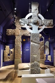 United Kingdom, Scotland, Highland, Inner Hebrides, Isle of Iona facing the Isle of Mull, Iona abbey founded by Saint Columba in the 6th century, St. John's Cross in the Abbey museum