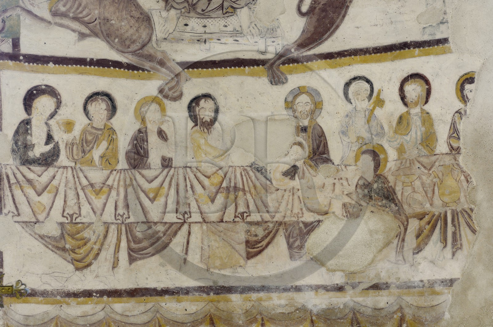 France, Loir-et-Cher (41), Saint-Jacques-des-Guérets, église romane Saint-Jacques construite au XIIème siècle, la Cène