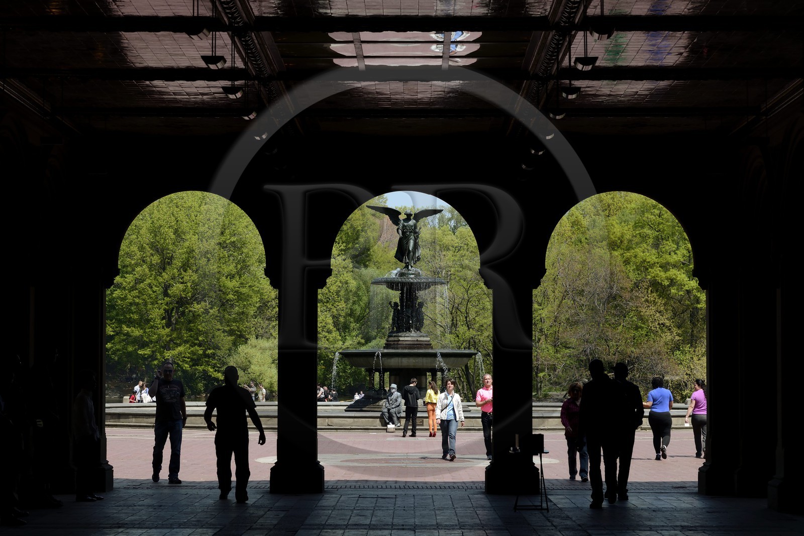 United States, New York City, Manhattan, Central Park, Angel of the Waters fountain (Bethesda Fountain) designed by Emma Stebbins in 1868 on the Bethesda Terrace and the  Lower passage