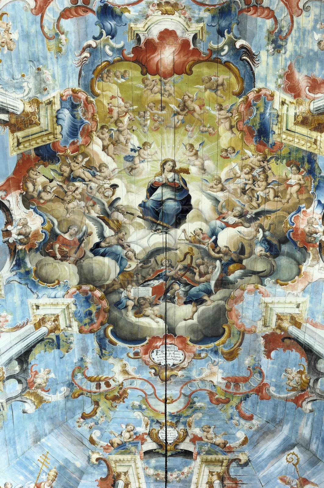 Brésil, Etat du Minas Gerais, ville de Ouro Preto, centre historique classé Patrimoine Mondial de l 'UNESCO, plafond peint de igreja de Sao Francisco de Assis, église Saint-François d'Assise (Route de l'or, Estrada Real)