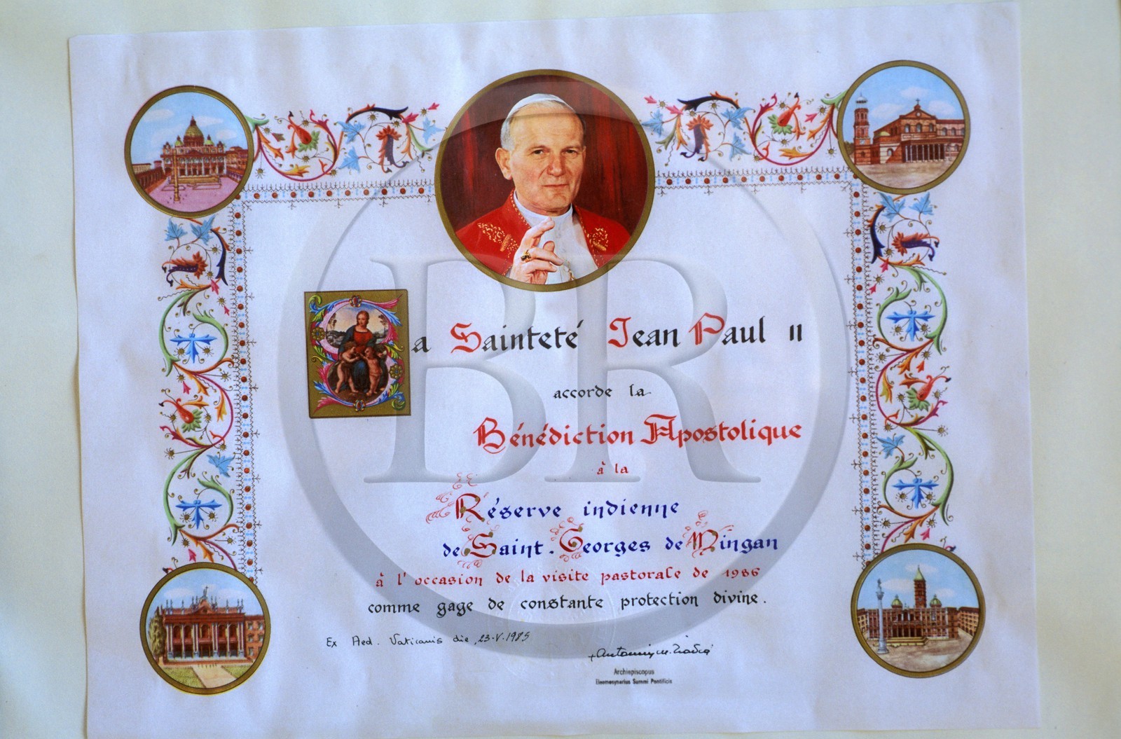 Canada, province de Québec, église amérindienne Innu (Montagnais), portrait du pape Jean-Paul II