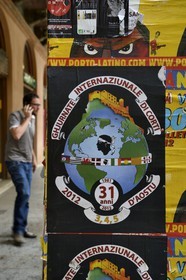 France, Haute-Corse (2B), Bastia, la tête de Maure emblème de la Corse sur une affiche