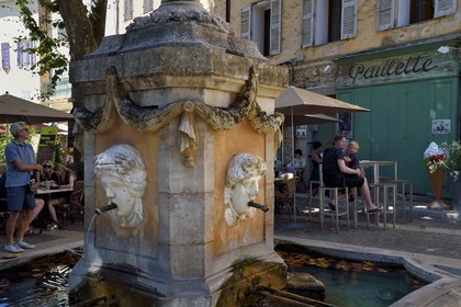 France, Var (83), Provence Verte, Cotignac, cours Gambetta, fontaine