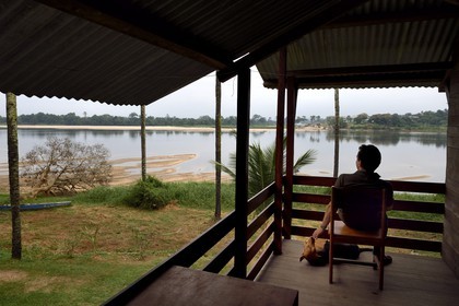 Gabon, Moyen-Ogooue Province, Lambaréné, the former Albert Schweitzer Hospital and the Ogooue river, former White Hut for European patients