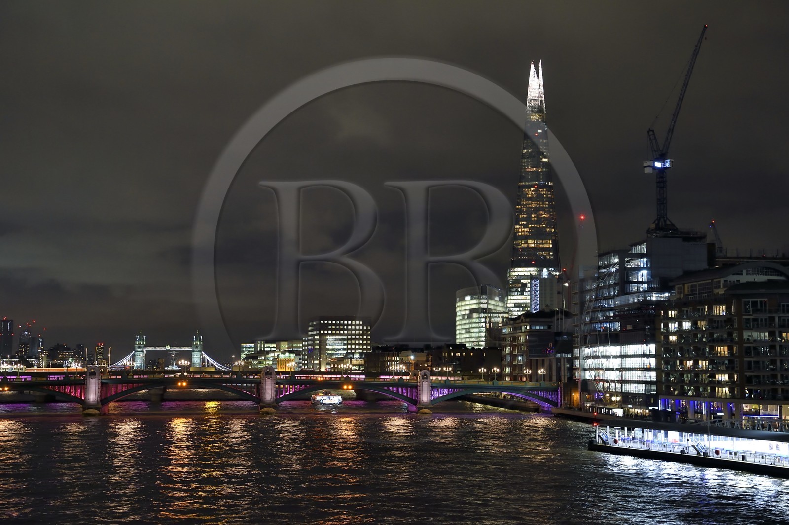 United Kingdom, London, Southwark Bridge and the Shard, London's tallest tower, by architect Renzo Piano and the Tower Bridge in the background