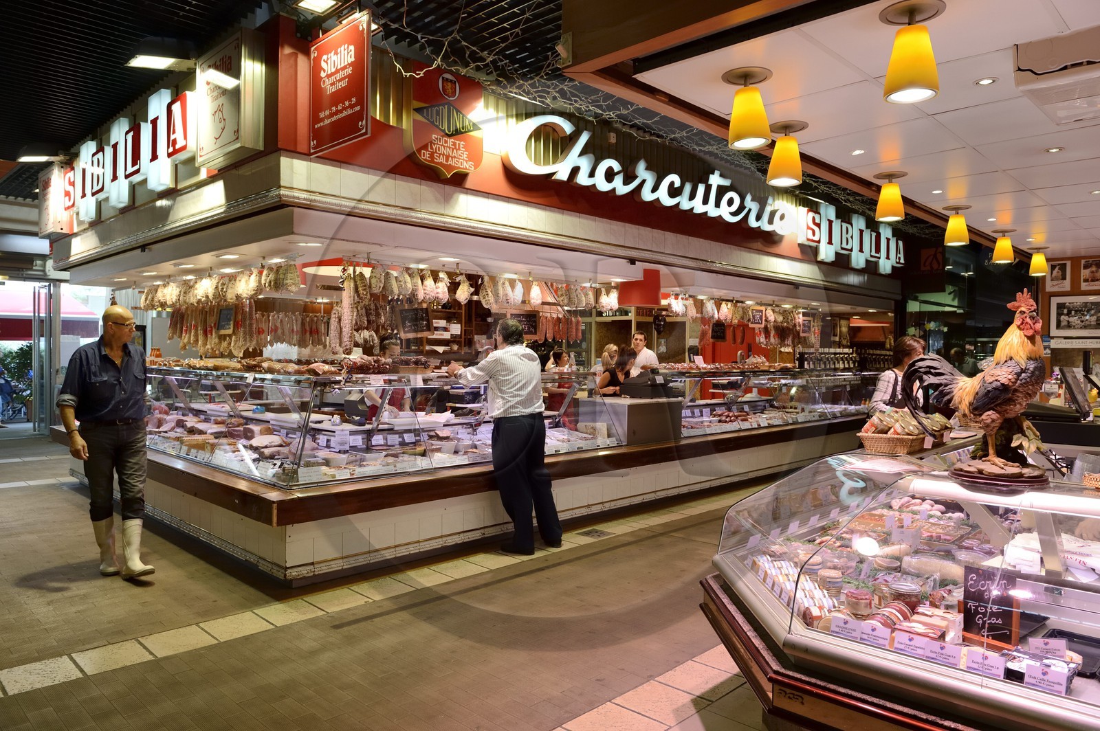 France, Rhone, Lyon, cours Lafayette, les Halles Paul Bocuse (Paul Bocuse covered market), Sibilia charcuterie