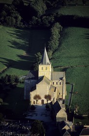 France, Manche, ancient abbey of Cerisy-la Forêt, aeriel view