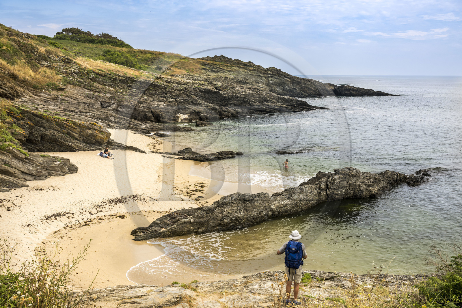 France, Morbihan (56), Ile de Groix, crique et plage du Stank sur la côte Sud