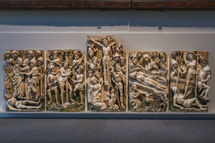 France, Paris, Musée de Cluny - Musée national du Moyen-Age (Middle Ages Museum in the former Hotel de Cluny), panels from a Passion altarpiece, England, late 15th century, gypsum alabaster, partial polychromy