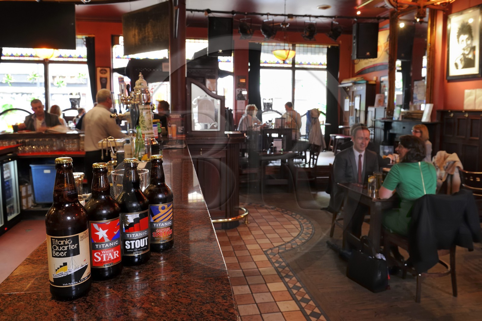 United Kingdom, Northern Ireland, Belfast, Cathedral Quarter, The John Hewitt pub, micro-brewery beers created in tribute to the Titanic and White Star