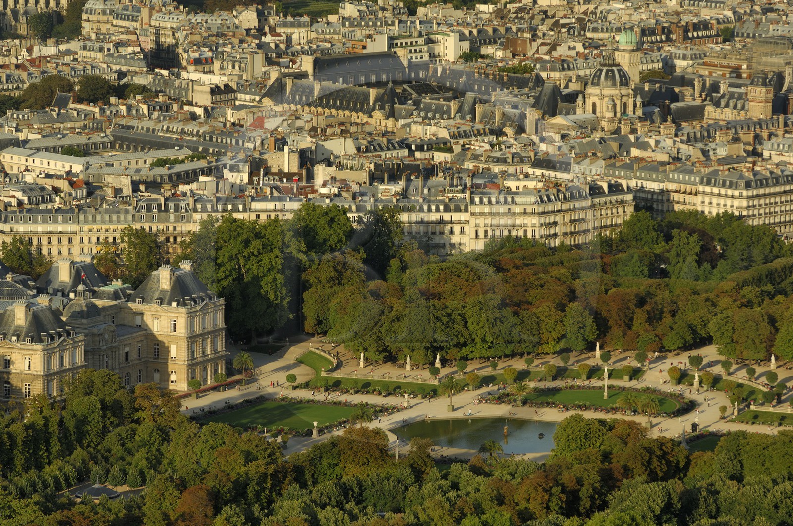 France, Paris, the Jardin du Luxembourg (Luxembourg garden) and the Sorbonne