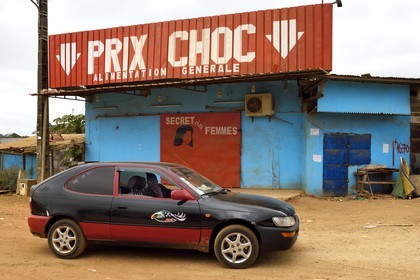 Gabon, Estuaire Province, store in a small town along the Route National 1 (state highway)