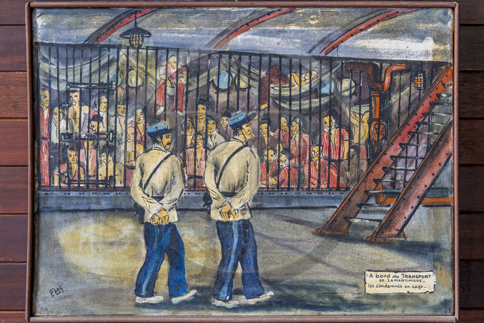 France, Guyane, Cayenne, musée départemental Alexandre-Franconie, peintures réalisées par un bagnard, Francis Lagrange dit Flag, condamné pour escroquerie et faux monnayage mais qui était aussi faussaire et artiste, elles retracent la vie (et le mort) au bagne