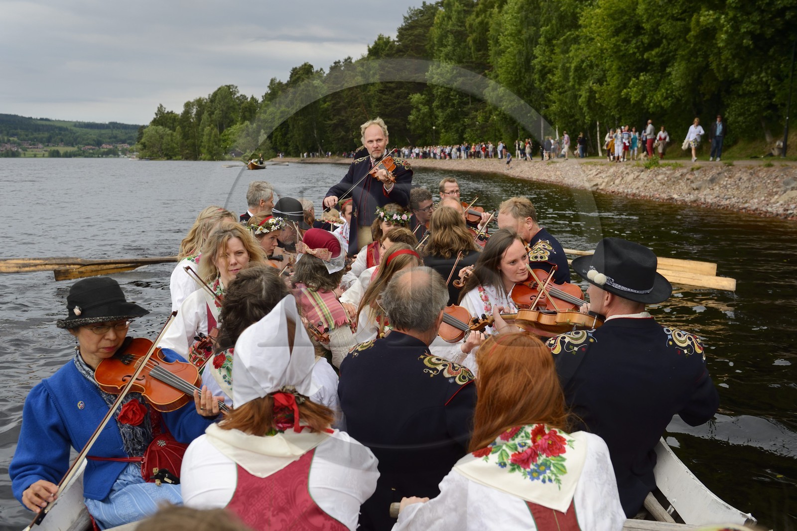 Sweden, Dalarna County, Leksand, the most popular in Sweden midsummer celebrations, transfer in the old church Boats on Lake Siljan