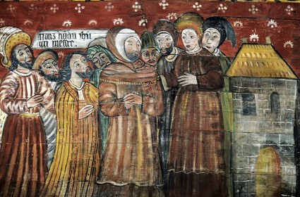 France, Côtes-d'Armor (22), Plougrescant, la voûte peinte de la chapelle Saint-Gonery