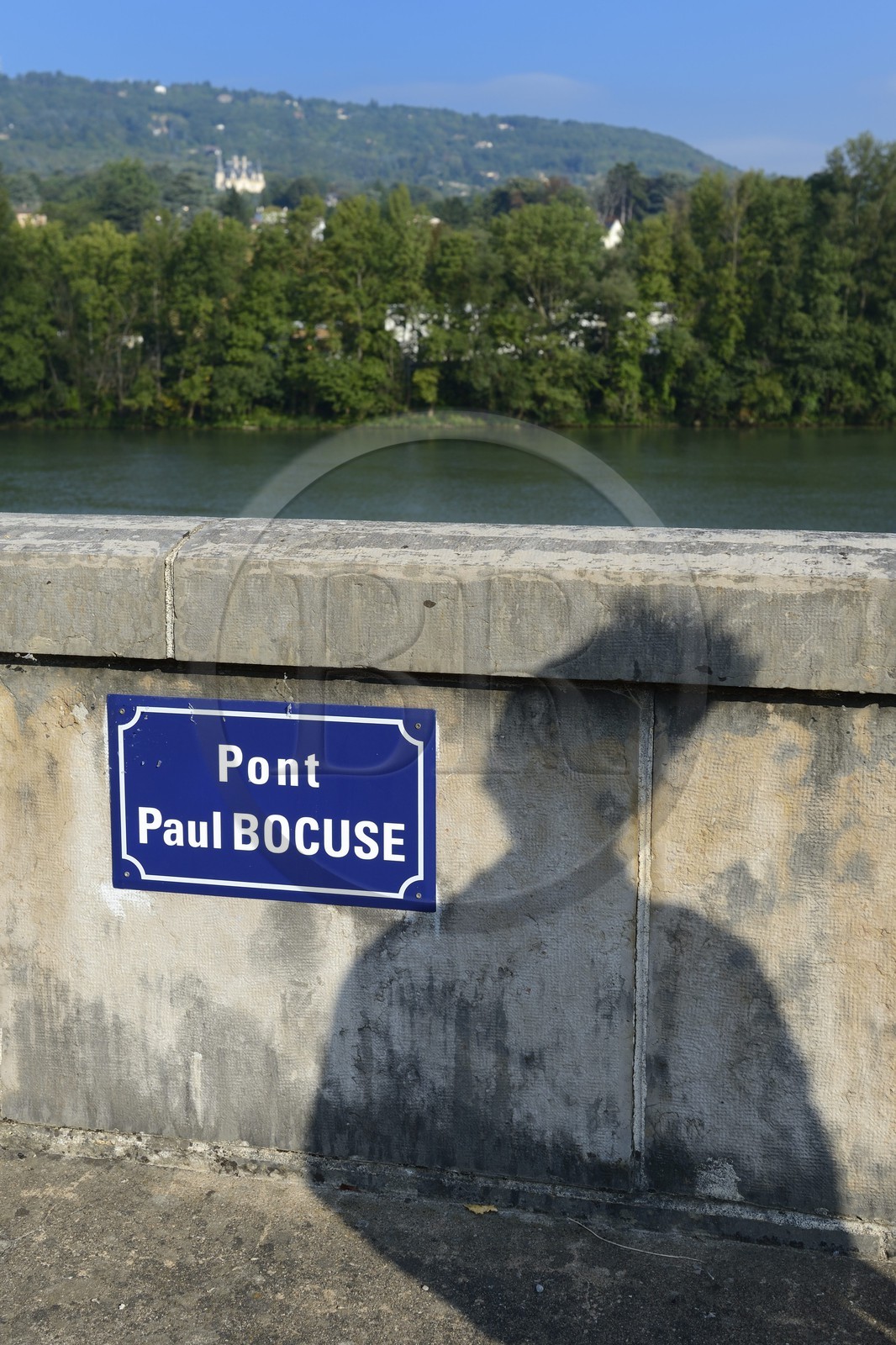 France, Rhone, Collonges au Mont d'Or, Paul Bocuse Restaurant, Paul Bocuse bridge over the Saone River in honor of the master chef