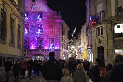 France, Bas Rhin, Strasbourg,  listed as World Heritage by UNESCO, Christmas decoration on the Christian Meyer Pastry shop