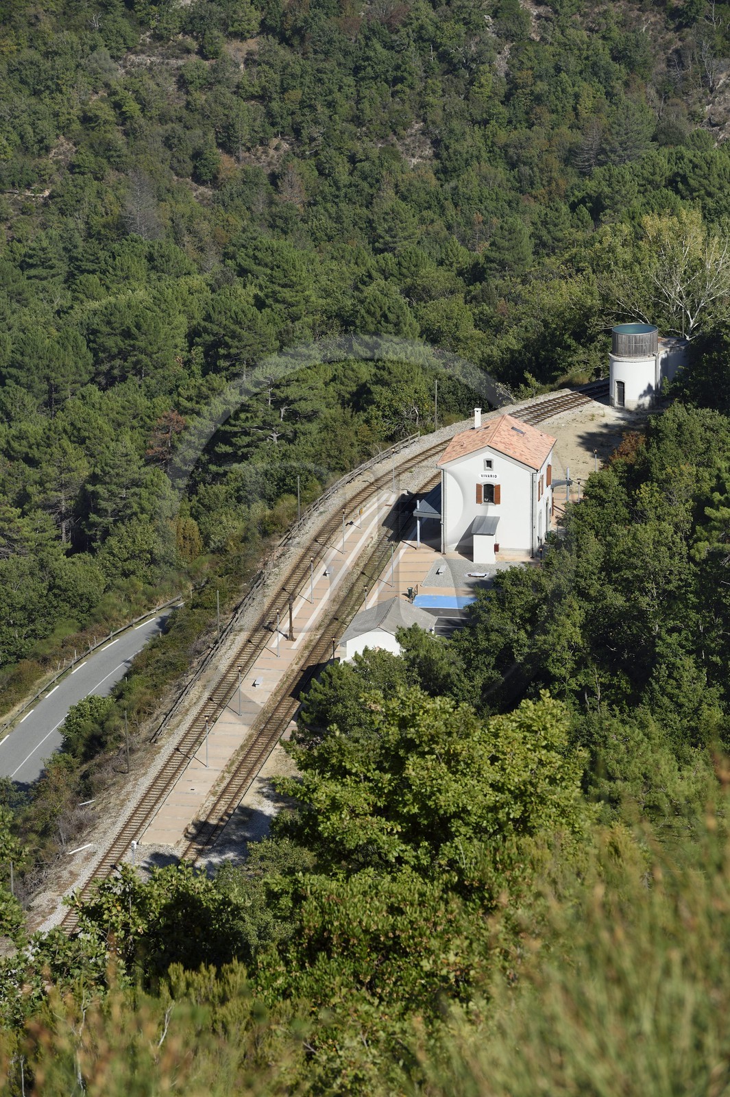 France, Haute-Corse (2B), Vivario, la gare de Vivario