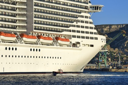 France, Bouches du Rhone, Marseille, Euroméditerranée Zone, Great Seaport of Marseille, cruise ship and mooring ship