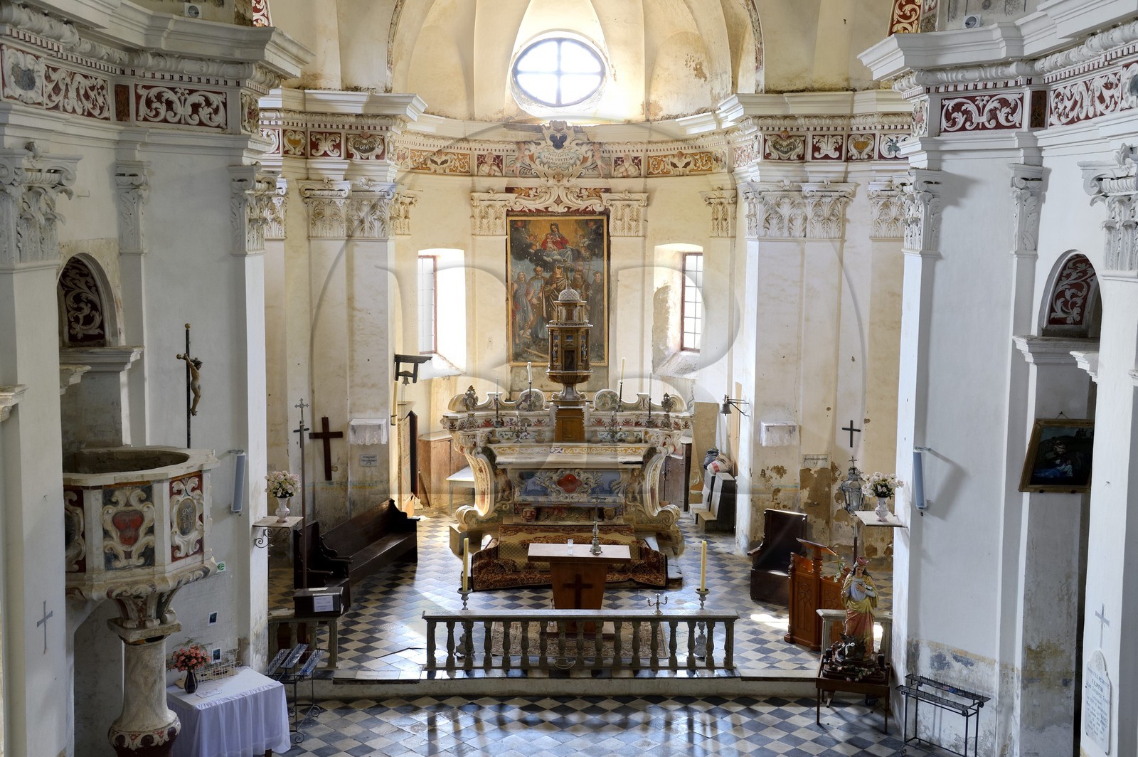 France, Haute-Corse (2B), Castagniccia, village de Carcheto, l’église Sainte Marguerite