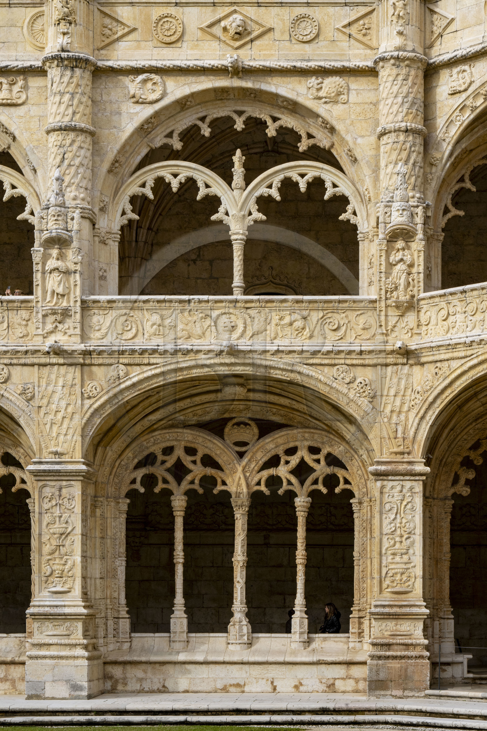 Portugal, Lisbonne, Bélem, Monastere des Hiéronymites (Mosteiro dos Jerónimos), classé Patrimoine Mondial de l'UNESCO, arcades du cloitre