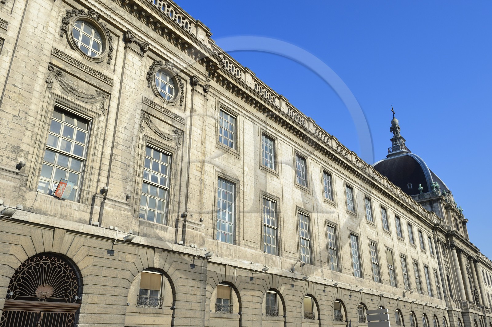 France, Rhone, Lyon, historical site listed as World Heritage by UNESCO, the hospital of Hotel Dieu, Soufflot facade facing the Rhone river