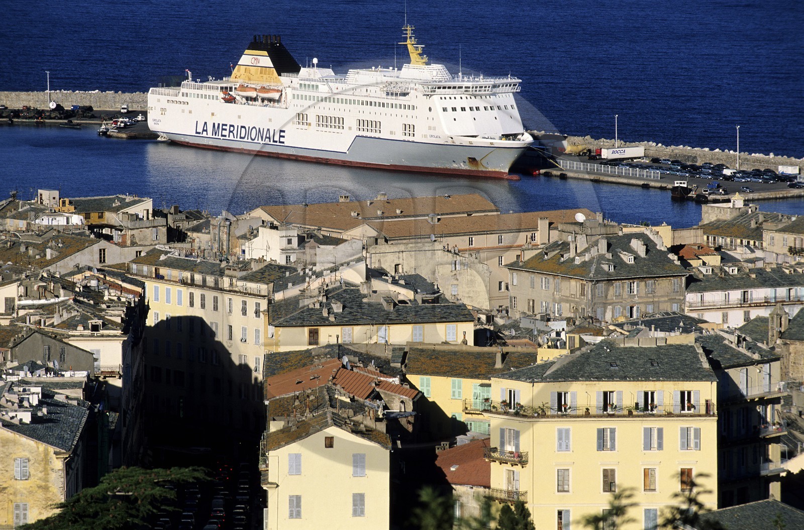 France, Haute Corse, Bastia, ferry La Meridionale of the CMN alongside the quay