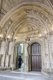 France, Vaucluse, Avignon, Palais des Papes (Palace of the Popes) classified as UNESCO World Heritage, portal of the Great Chapel