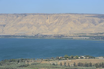 Israel, district Nord, Galilée, Tibériade, les bords du lac de Tibériade et les monts du Golan en arrière plan