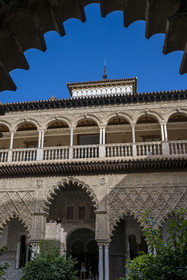 Spain, Andalusia, Seville, the Alcazar of Seville (Reales Alcazares de Sevilla), listed as World Heritage by UNESCO, Palais mudéjar ou de Pierre Ier, the Maidens Courtyard (Patio de las Doncellas)