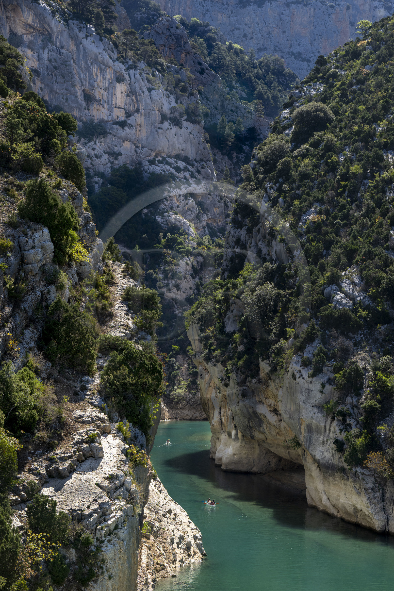 Var on the Left Bank and Alpes de Haute Provence on the Right Bank, Parc Naturel Regional du Verdon, the Verdon Gorge opening onto Lake St. Croix