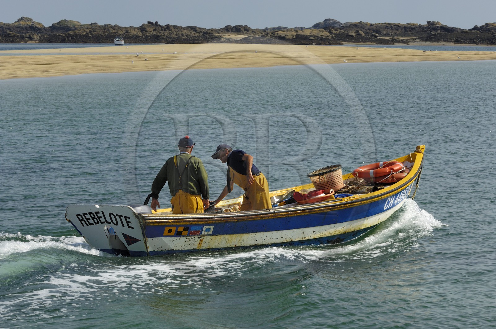France, Manche, Iles Chausey, fishermen
