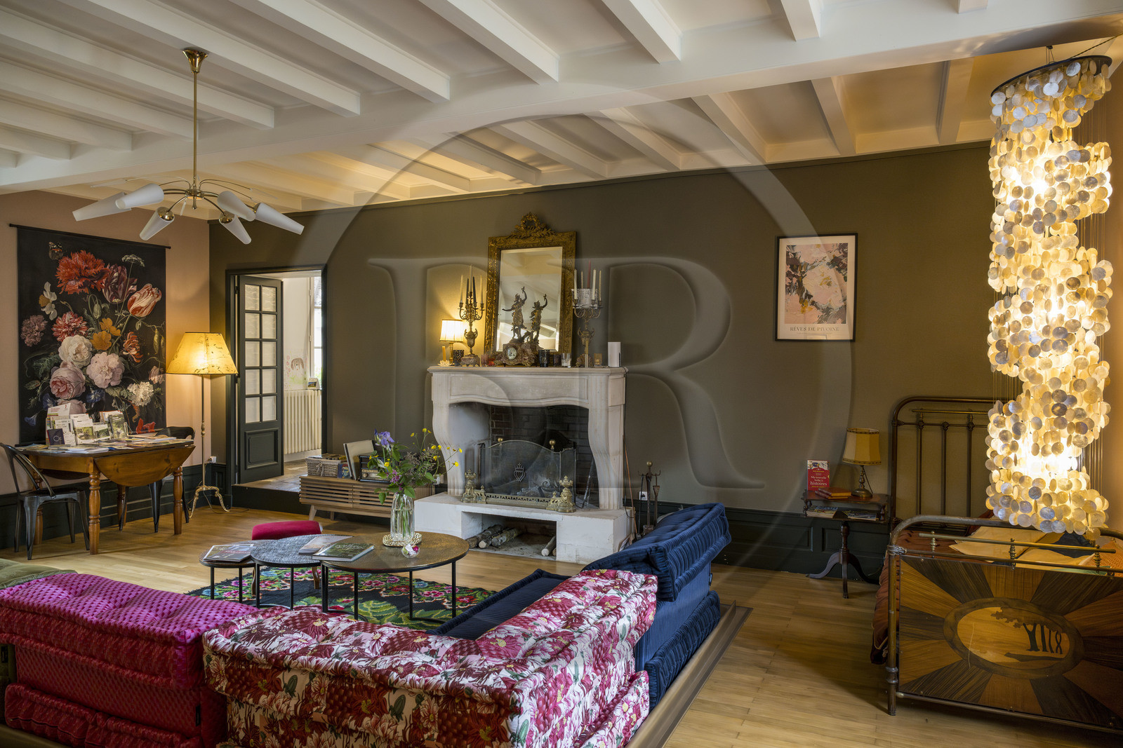 France, Vendée (85), Maillezais, la maison d'hotes La Parenthèse, une maison de maître du XIXe siècle, le salon