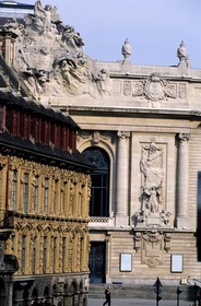 France, Nord, Lille, opera (1923) on theatre place and the facade of the Old Stock Exchange (1653)